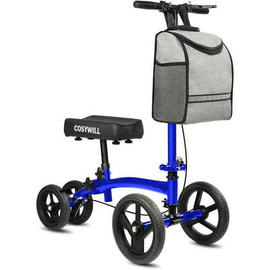 COSYWILL Steerable Knee Scooter, Economy Knee Walker, All Terrain Foldable Medical Scooter for Foot Injuries Crutches Alternative, Blue